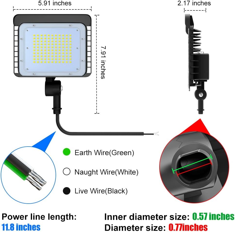Paquete de 2 luces LED de inundación para exteriores, 50 W, sensor de fotocélula del atardecer al amanecer, 5000 K, luz diurna, 7528 lm, iluminación