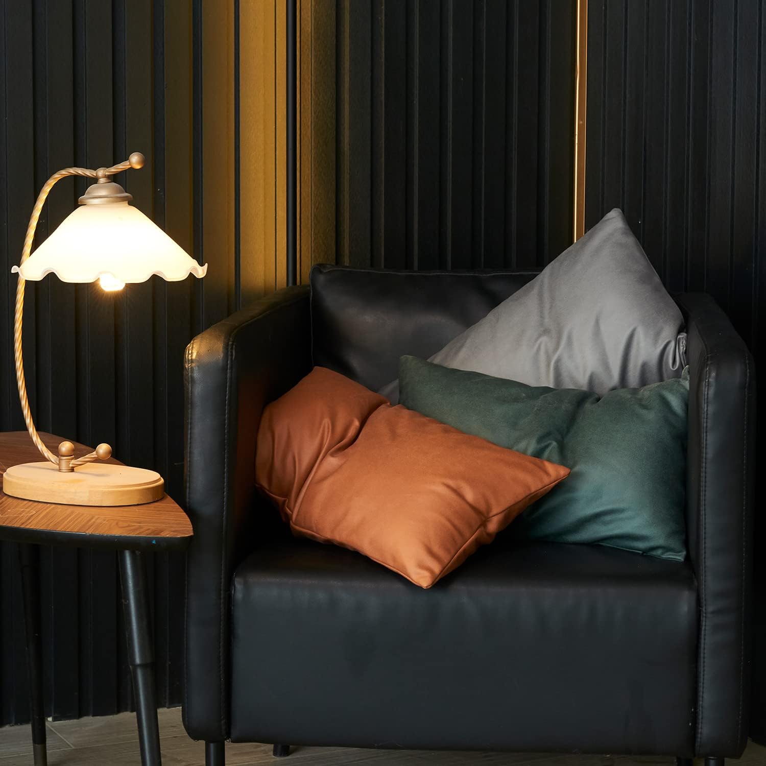 SHANLUO Juego de 2 fundas de almohada de piel sintética de 12 x 20 pulgadas, estilo moderno, para sofá, sala de estar, ropa de cama, sofá,