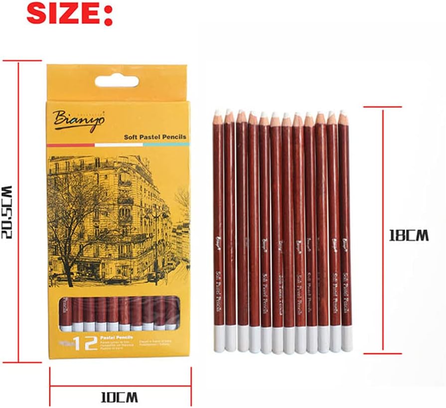 12 lápices de colores pastel suaves para artistas, de 0.157 in, con base blanca, para limners, estudiantes, principiantes, dibujo, mezcla, pintura,