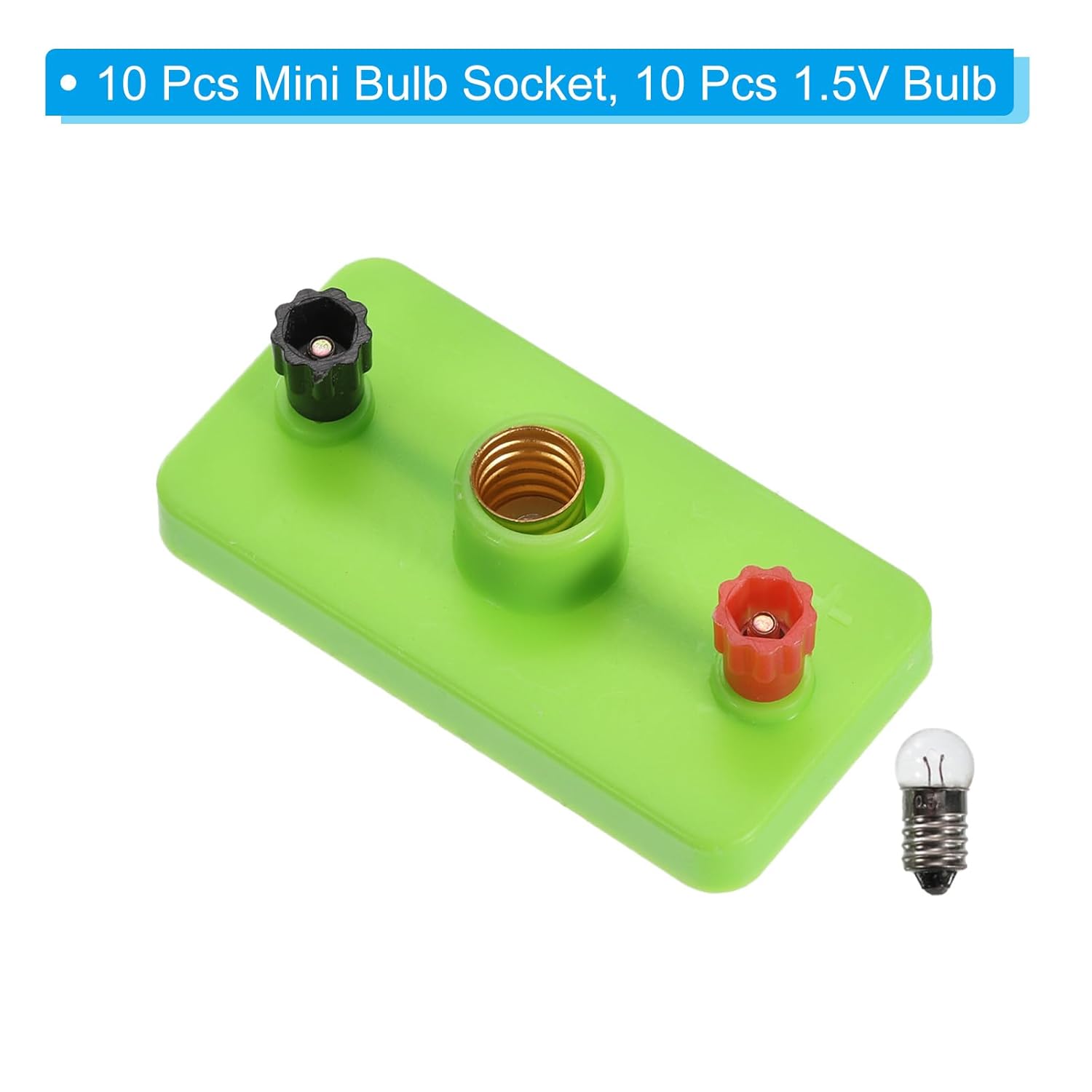 PATIKIL Enchufe de bombilla con bombilla de 1.5 V, 10 piezas de mini portalámparas base de lámpara para laboratorio de física, experimento