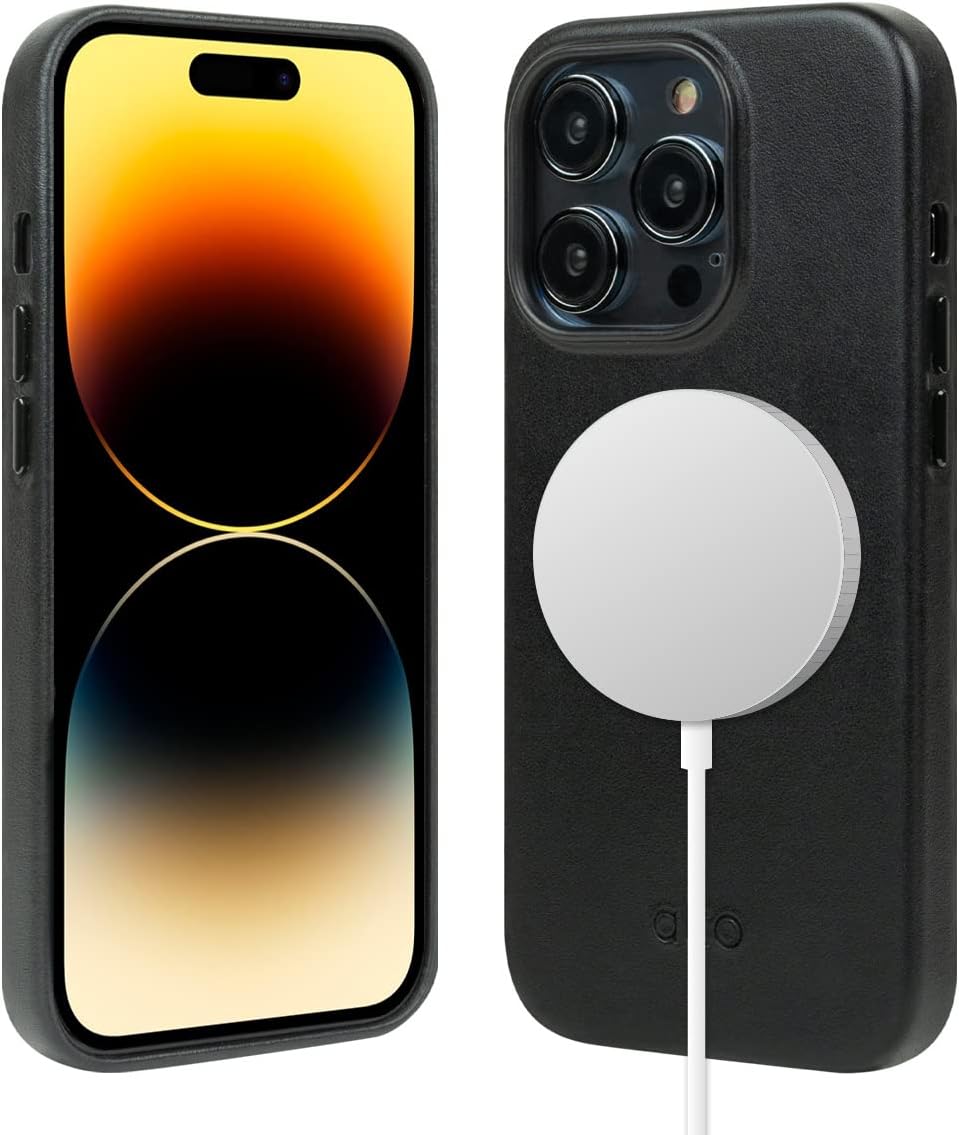 alto Funda magnética de cuero diseñada para iPhone 14 Pro y MagSafe, serie CLOP funda protectora contra caídas de cuero italiano de primera calidad