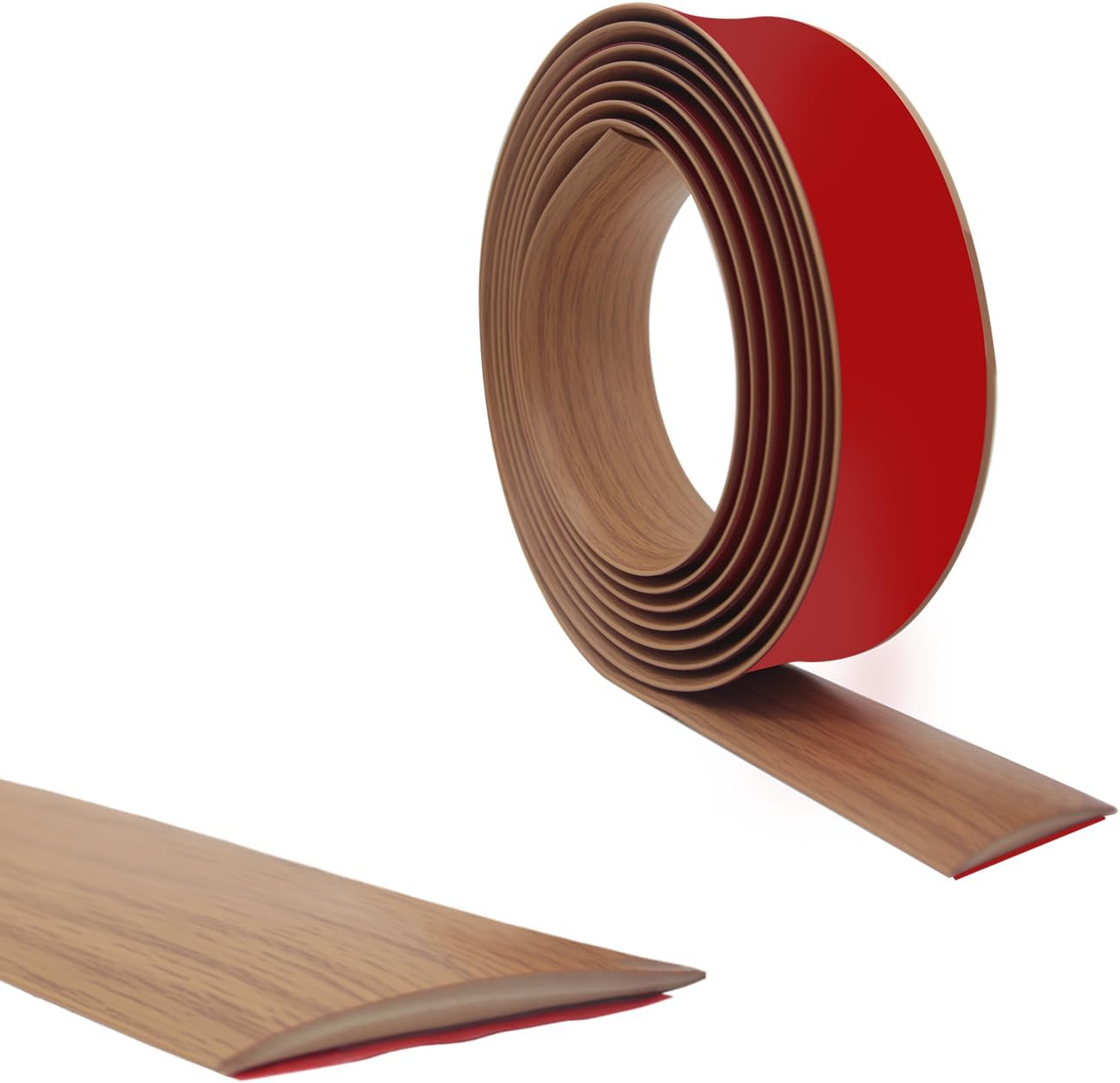 Tira de transición de suelo autoadhesiva para pisos de vinilo plano con respaldo fuerte, 1.6 in, 10 pies, grano de madera marrón