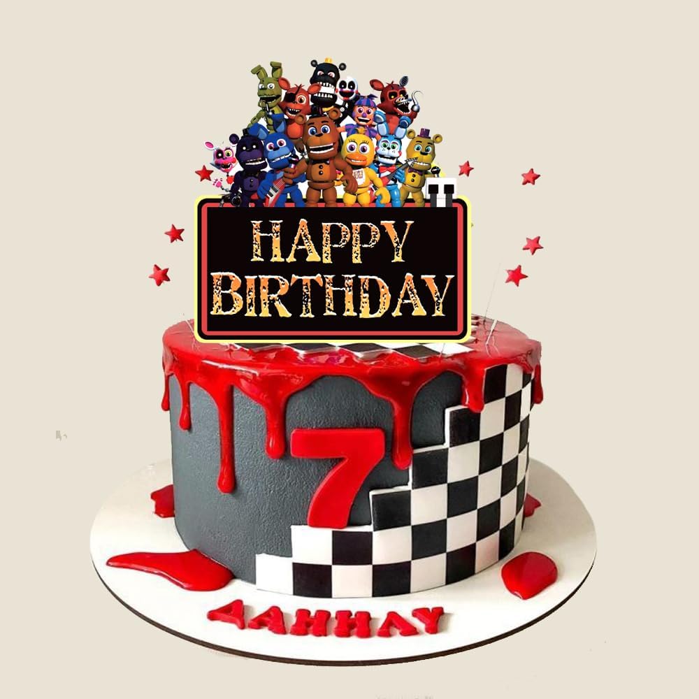 Suministros para fiesta de cumpleaños de Five Nights Freddy, 25 piezas de decoraciones de pastel de Freddy de Five Nights con adornos para cupcakes