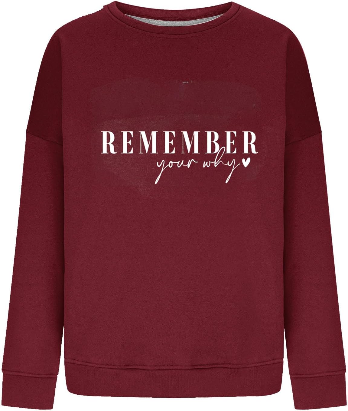 Remember Your Why – Sudadera para mujer, casual, de manga larga, de gran tamaño, cuello redondo, clásica, lisa, cómoda