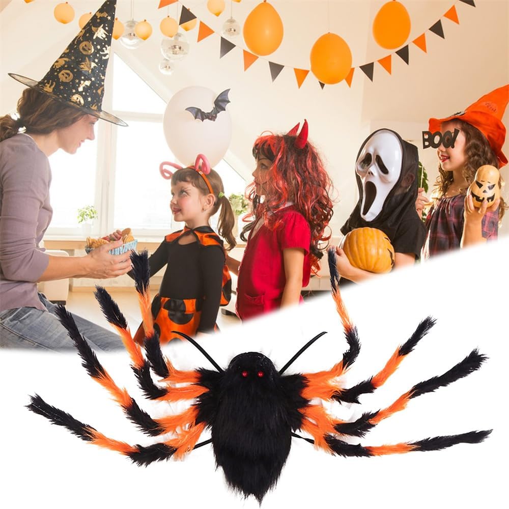Bolsillo para araña de Halloween, mochila de araña de felpa, accesorios para fiesta, bolsas de araña de caramelo con correas, bolsa de decoración de