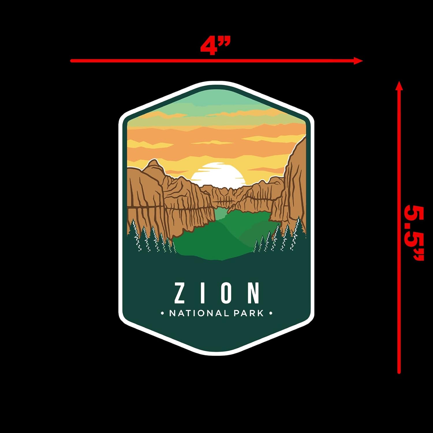 Zion National Park – Calcomanía para computadora portátil de 4 x 5.5 pulgadas (color)