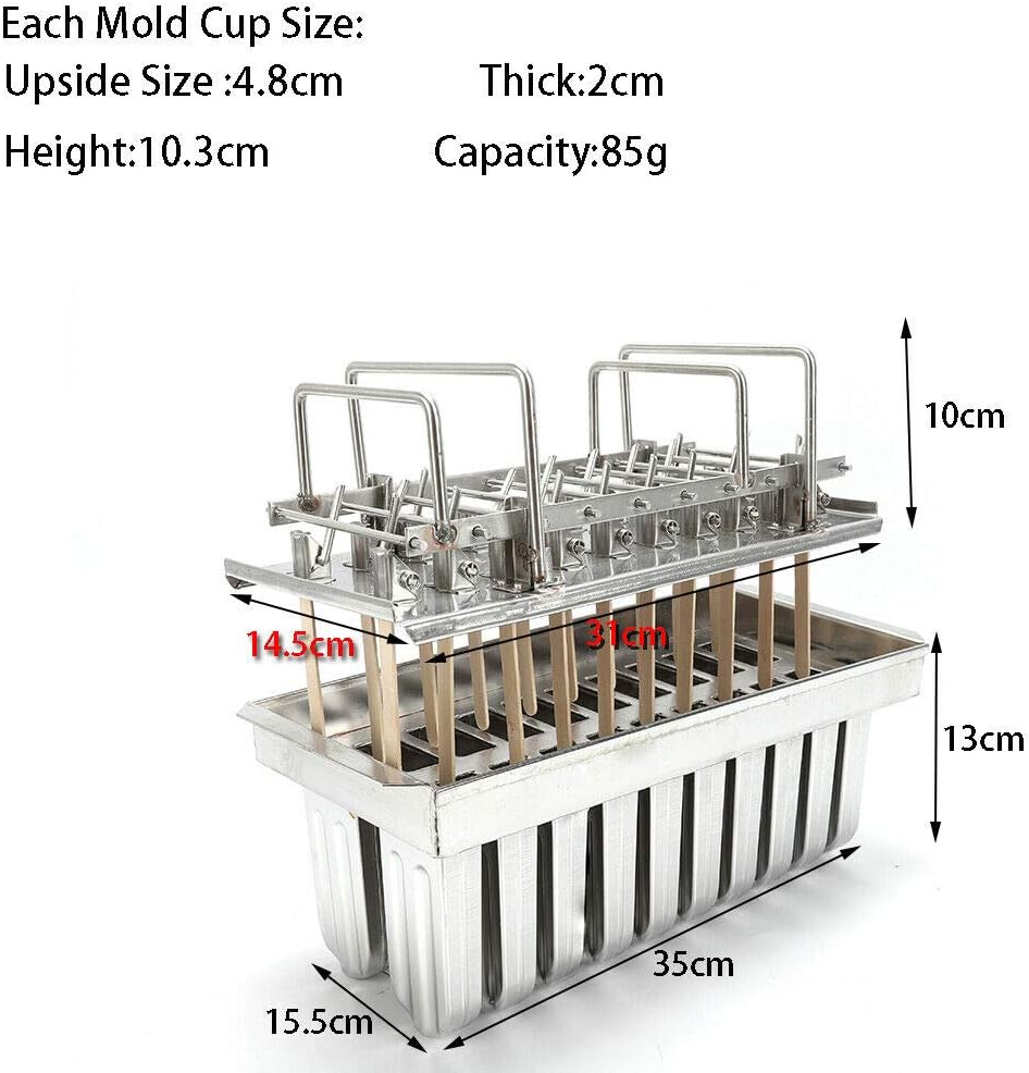 Molde de paletas de hielo de acero inoxidable, kit de moldes para hacer paletas de hielo con estante, 20 moldes para hacer paletas de hielo con 100