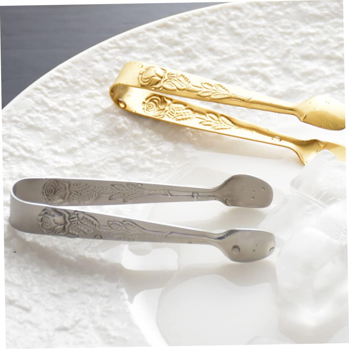 2 pinzas de acero inoxidable para alimentos, pinzas de azúcar rosa, pinzas para cubitos de hielo, mini alicates para dulces, buffet de dulces, clips