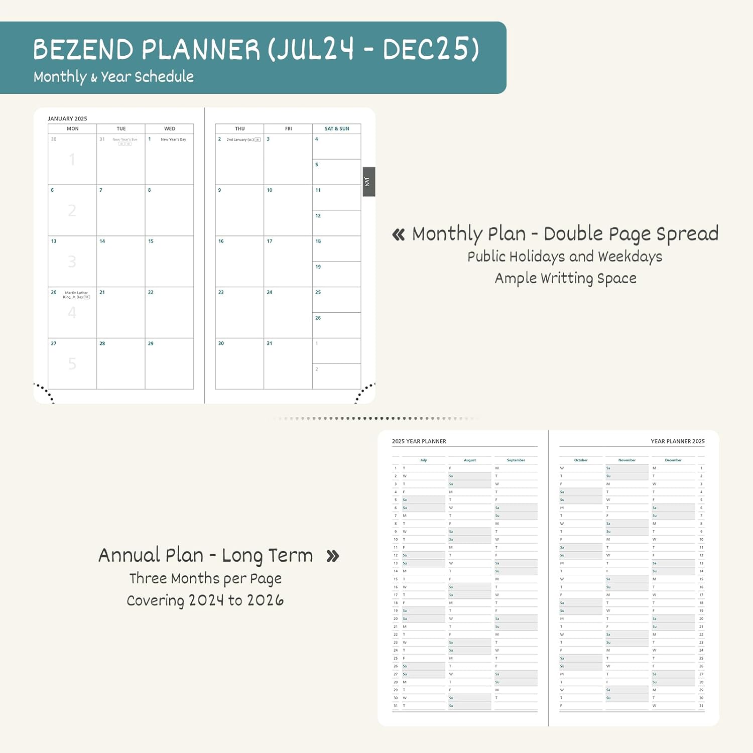 BEZEND Agenda de bolsillo 2023-2024, 17 meses (23 de agosto a 24 de diciembre) calendario académico pequeño para bolso de 3.5 x 6 pulgadas, agenda
