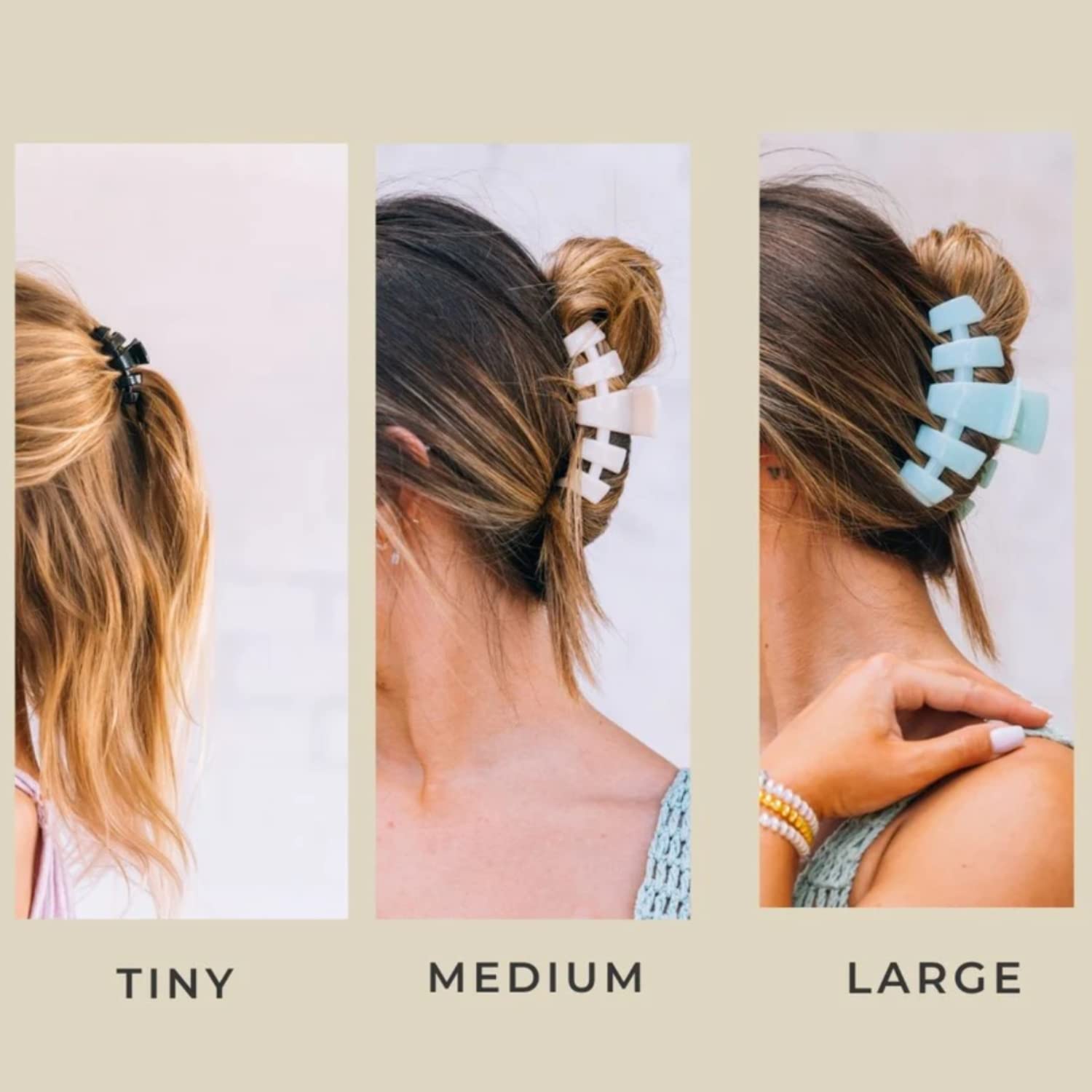 TELETIES – Pinza para el pelo grande – Agarre fuerte, dientes flexibles, cómodo diseño curvado – Ideal para cabello grueso – Para todas las texturas