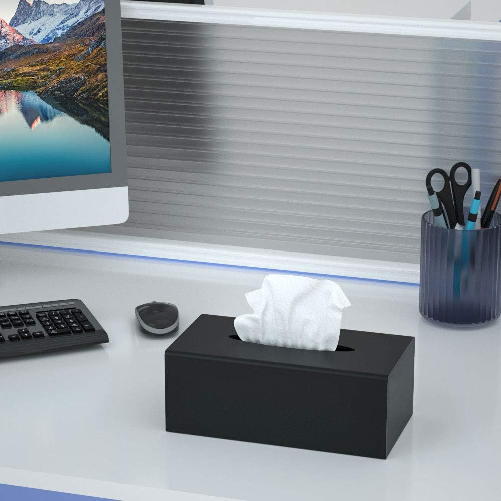 FEMELI Funda de acrílico para caja de pañuelos, dispensador rectangular para baño, cocina, dormitorio, oficina con parte inferior de bloqueo