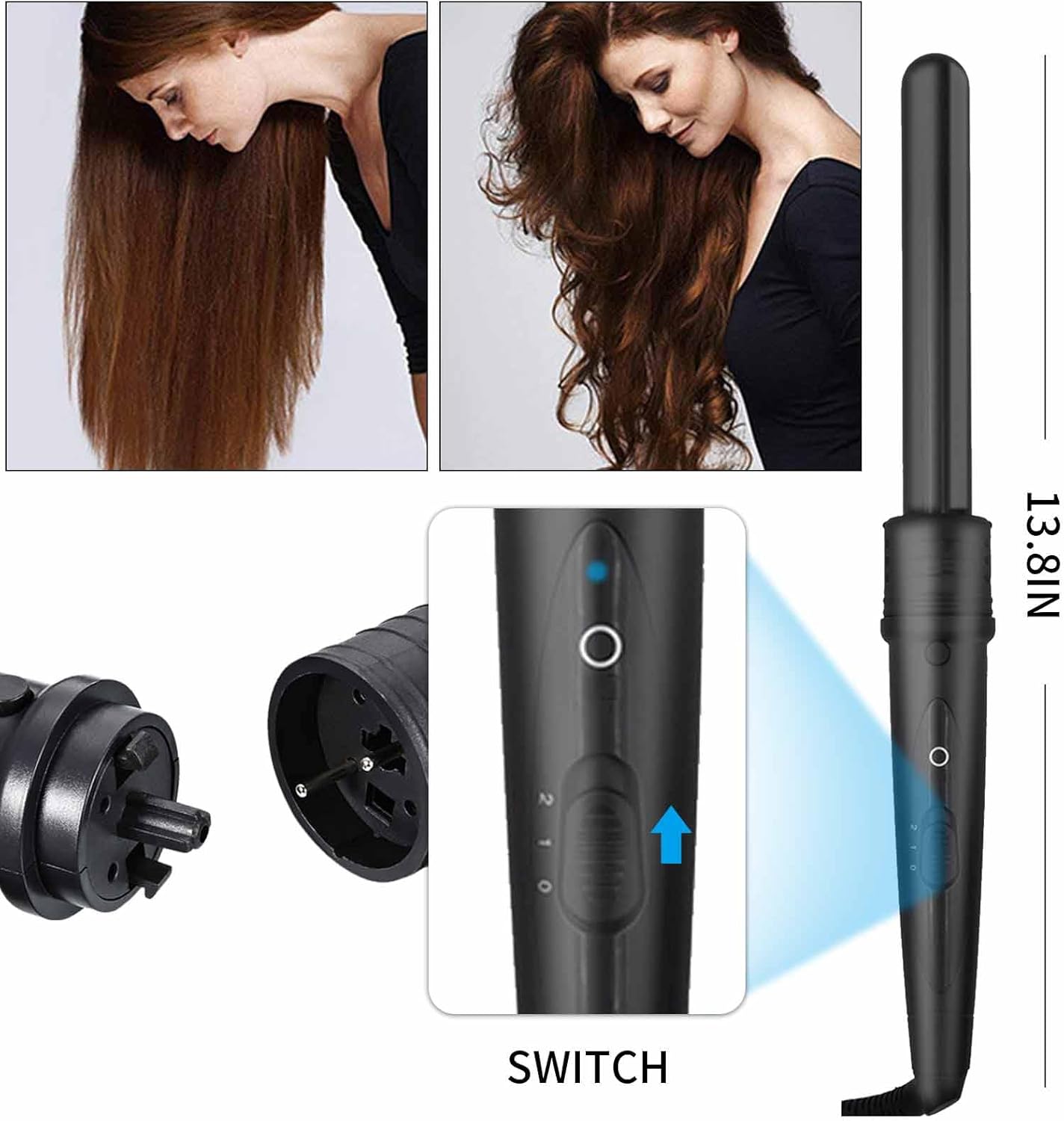 Plancha rizadora de pelo de 3 barriles – Varita rizadora 5 en 1 con calentamiento rápido – Rizador de varita rizadora para todo tipo de cabello,