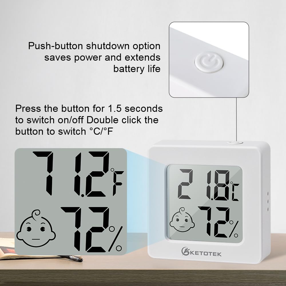 Termómetro digital para interiores, higrómetro, paquete de 5 monitores de temperatura ambiente y humedad con indicador de comodidad para casa,