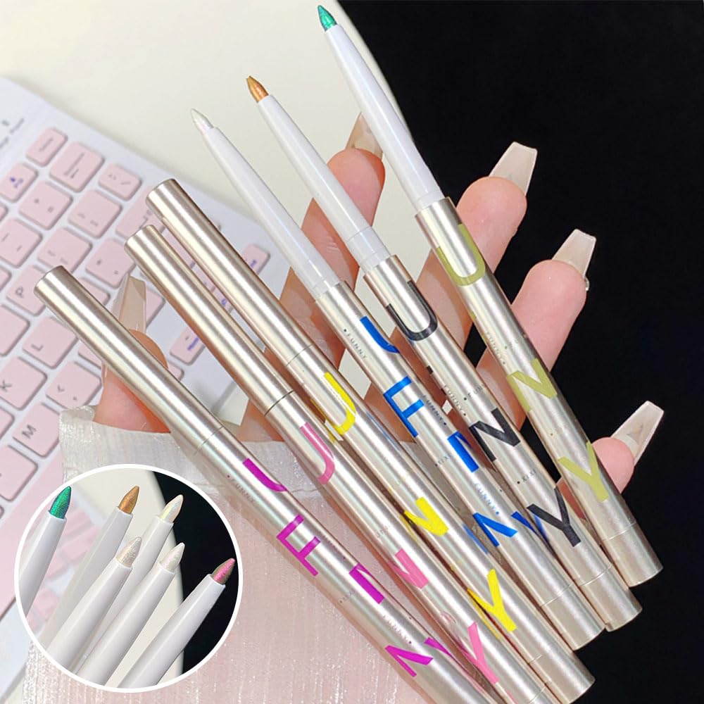 Kaely Lápiz delineador de ojos de gel con purpurina, lápiz de maquillaje de color colorido que cambia de color, delineador de ojos metálico verde