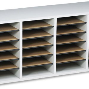 Safco Products – 9423GR – Organizador de literatura ajustable de madera, con 24 compartimentos, color gris, estructura duradera, estantes Safco Products – 9423GR – Organizador de literatura ajustable de madera, con 24 compartimentos, color gris, estructura duradera, estantes