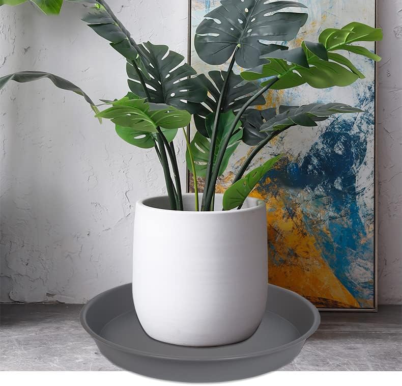 Paquete de 2 platillos para plantas de 18 pulgadas de 19 pulgadas (base de 16.6 pulgadas), bandejas de plantas para macetas, platillos de plástico