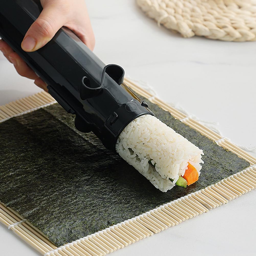 Bazooka de sushi con tapete de bambú para sushi, kit de fabricación de sushi para principiantes para la familia, 2 piezas