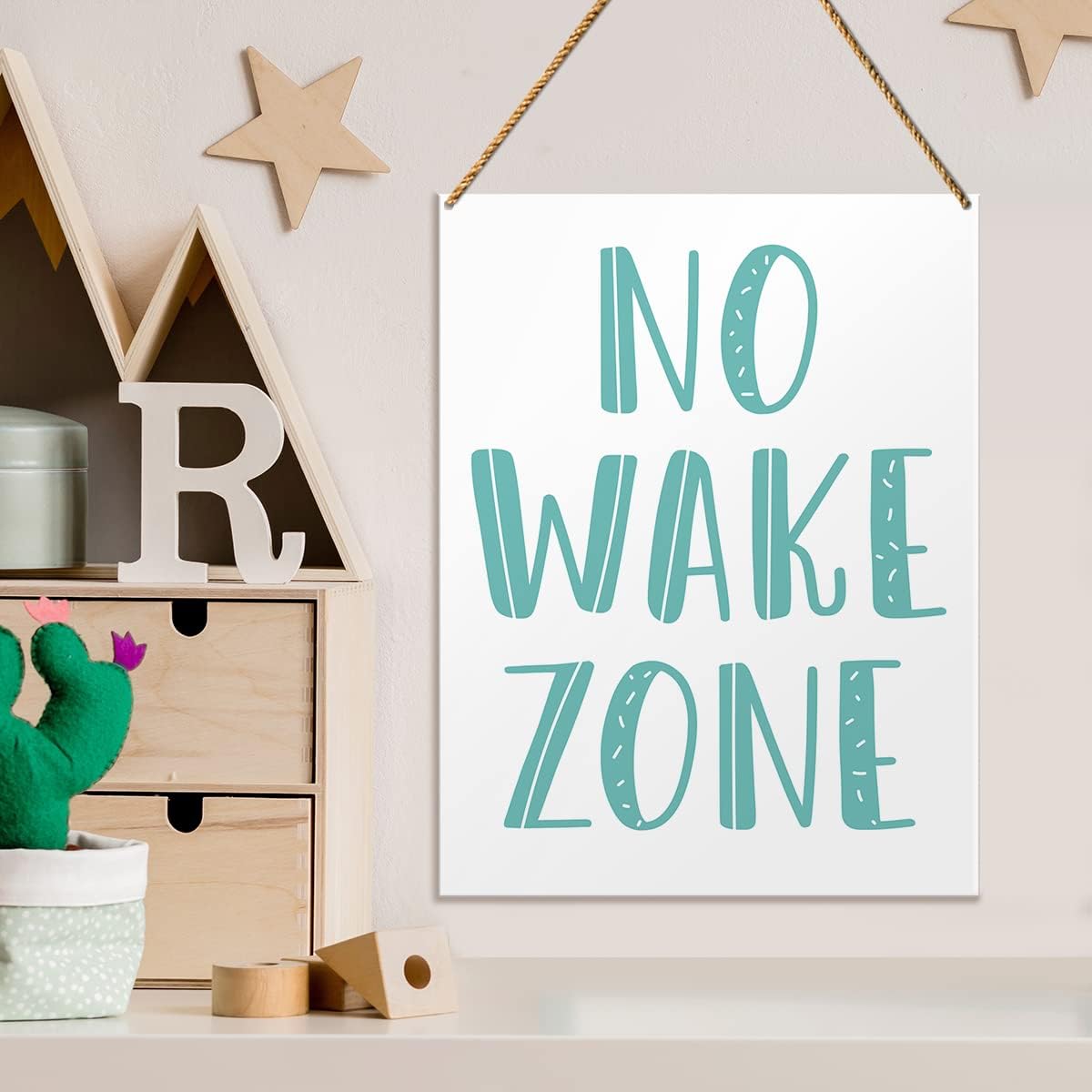 Letrero de madera para niños, zona de no despertarse, cuarto de bebé, habitación de niños, sala de juegos, decoración inspiradora de arte de pared,