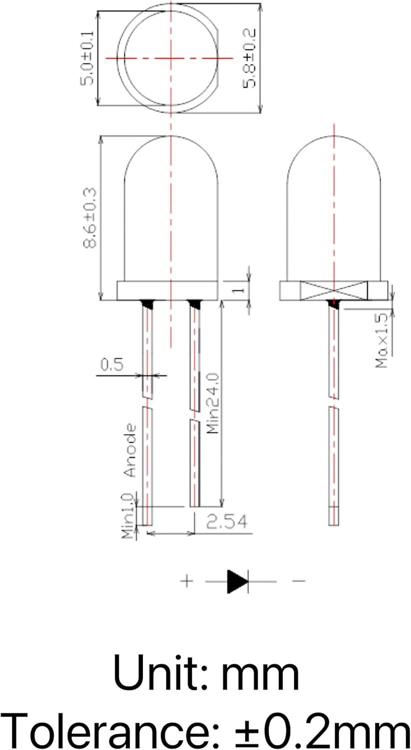 WOTOFULIN 0.197 in rojo LED diodo luces 100pcs DC 2V 20mA lente clara redonda componentes electrónicos diodos emisores de luz bombillas LED