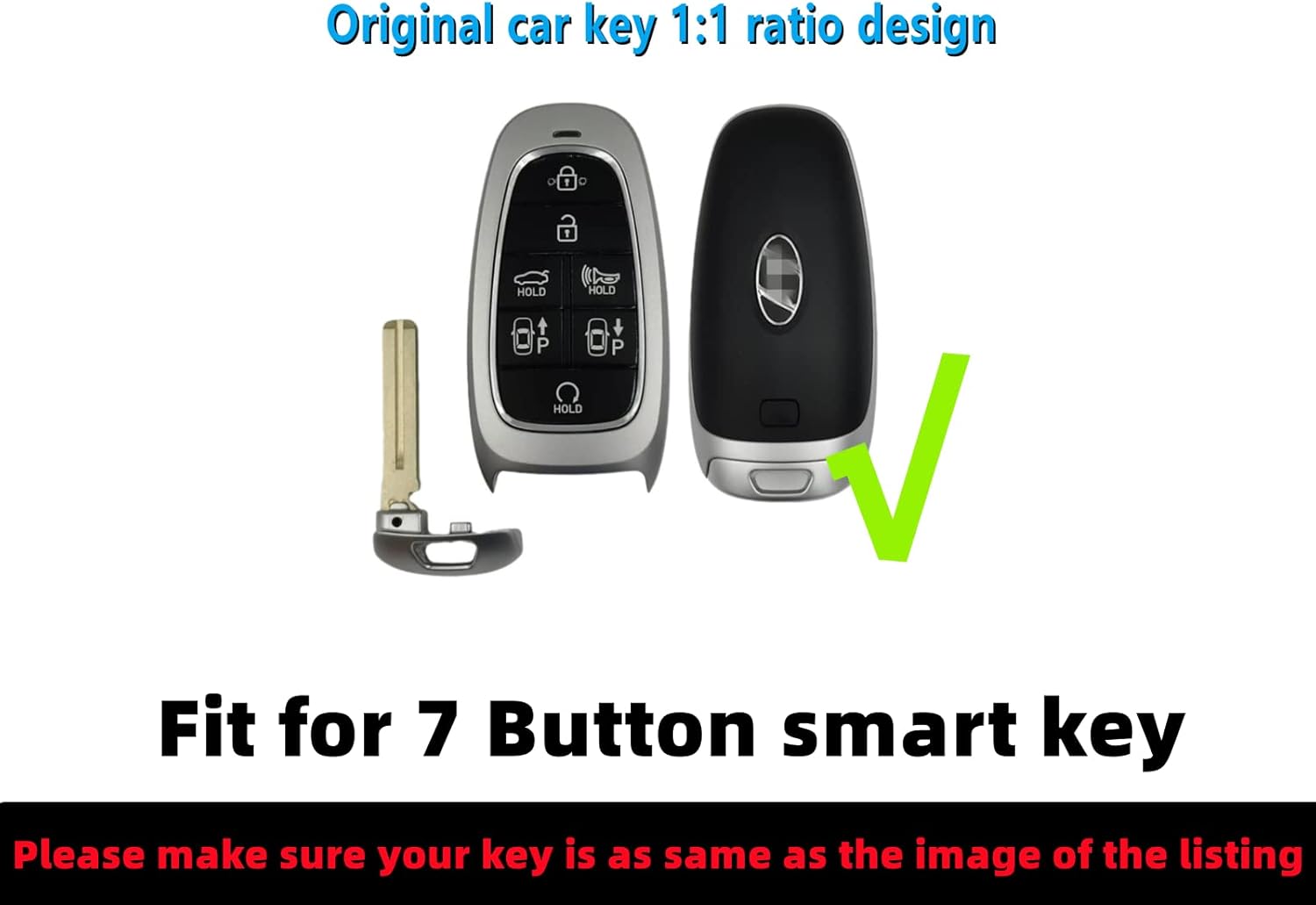 Funda de goma de silicona para llavero compatible con 7 botones 2019-2023 Hyundai Sonata Nexo 2022 Hyundai Tucson 2023 Palisade Santa Fe (negrorosa)