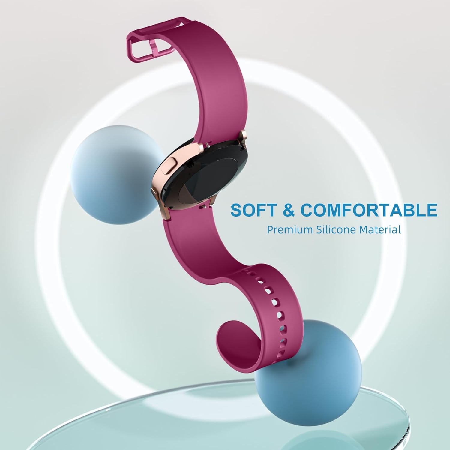 Lerobo Paquete de 5 correas sin huecos compatibles con Galaxy Watch 654Watch 5 Pro BandGalaxy Watch 4, correa deportiva de silicona suave de 0.787
