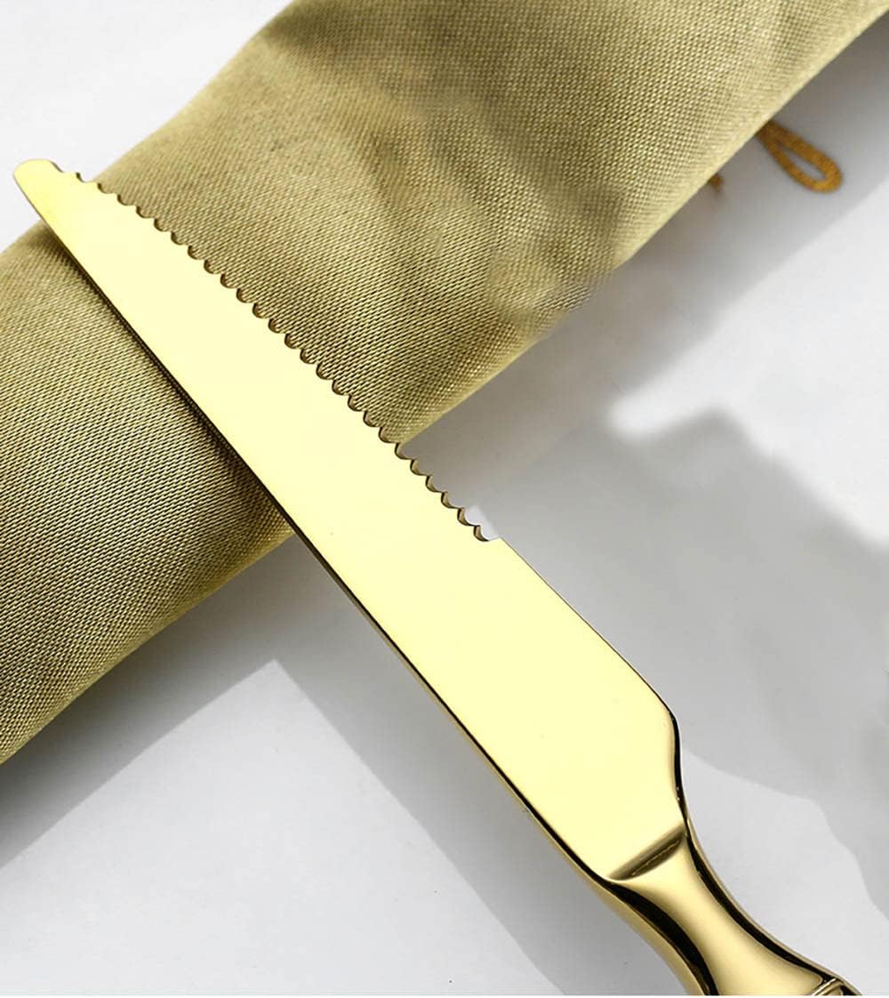 Thomaso Juego de cubiertos chapados en oro de 60 piezas para 12, exquisito juego de cubiertos de acero inoxidable 1810, juego de cucharas y