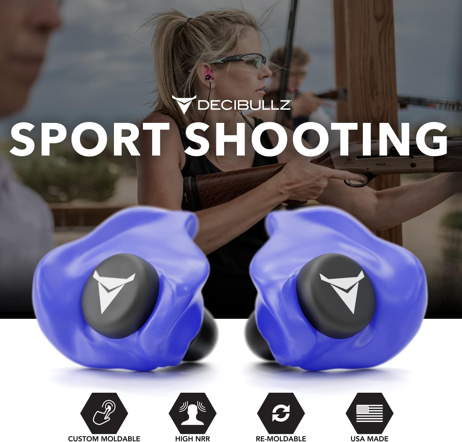 Decibullz Paquete Pro Pack de tapones para los oídos moldeados personalizados (azul)