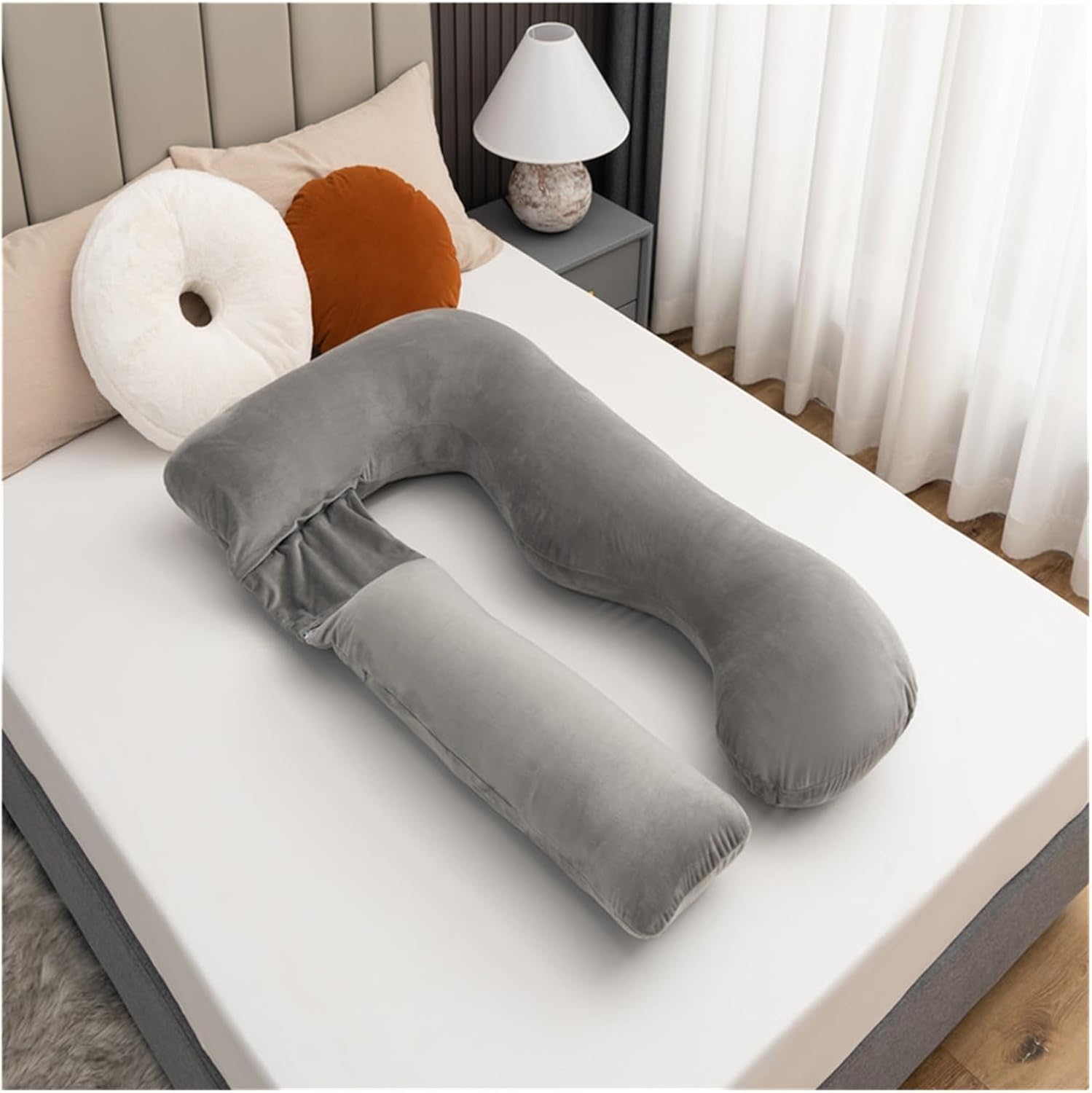 Almohada de maternidad para dormir de 58 pulgadas, almohada de cuerpo completo en forma de U con soporte de maternidad, para mujeres embarazadas,