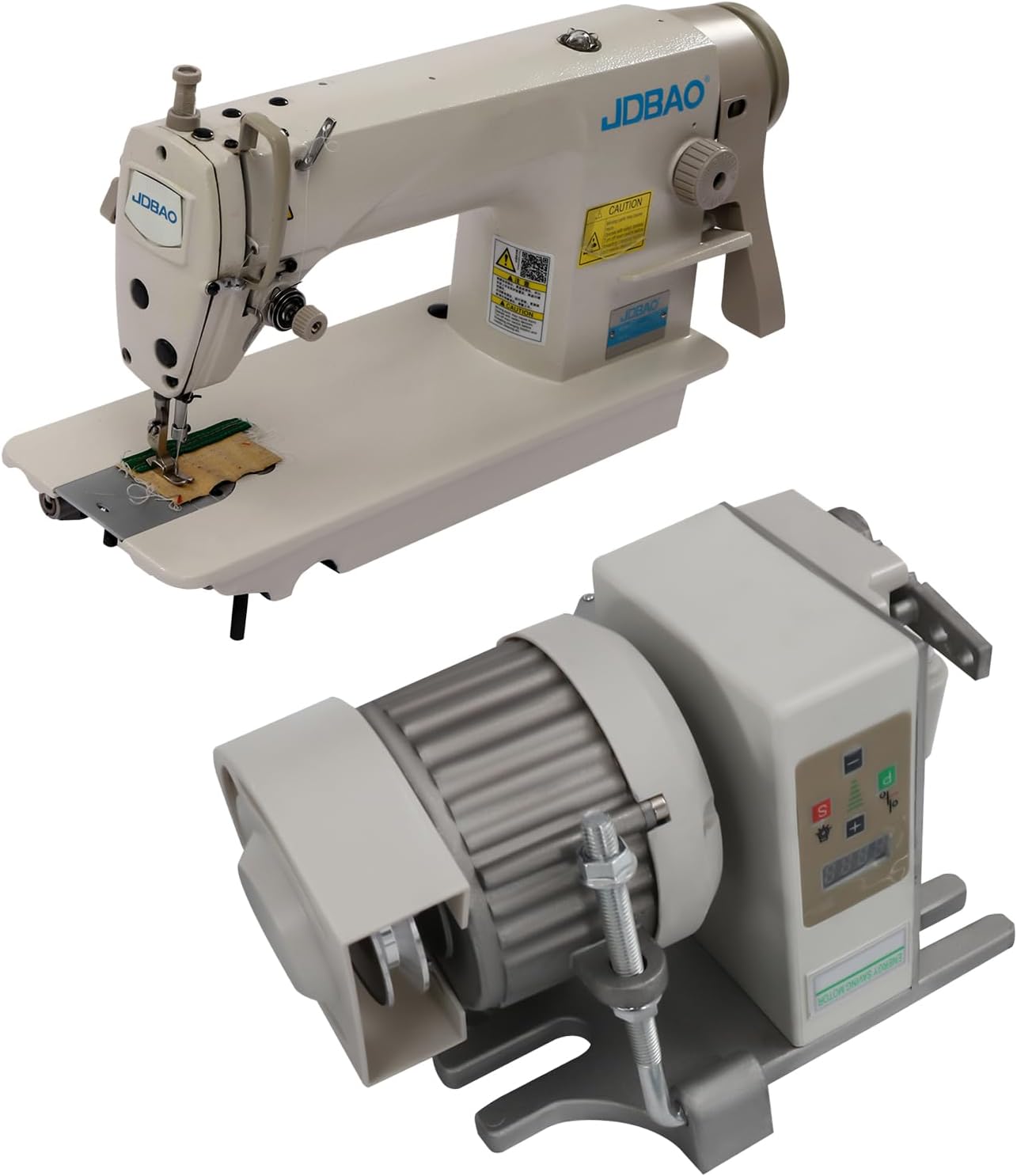 Máquina de coser industrial, máquina de coser resistente de 550 W con panel transparente y pantalla LED, distancia de puntada ajustable y velocidad