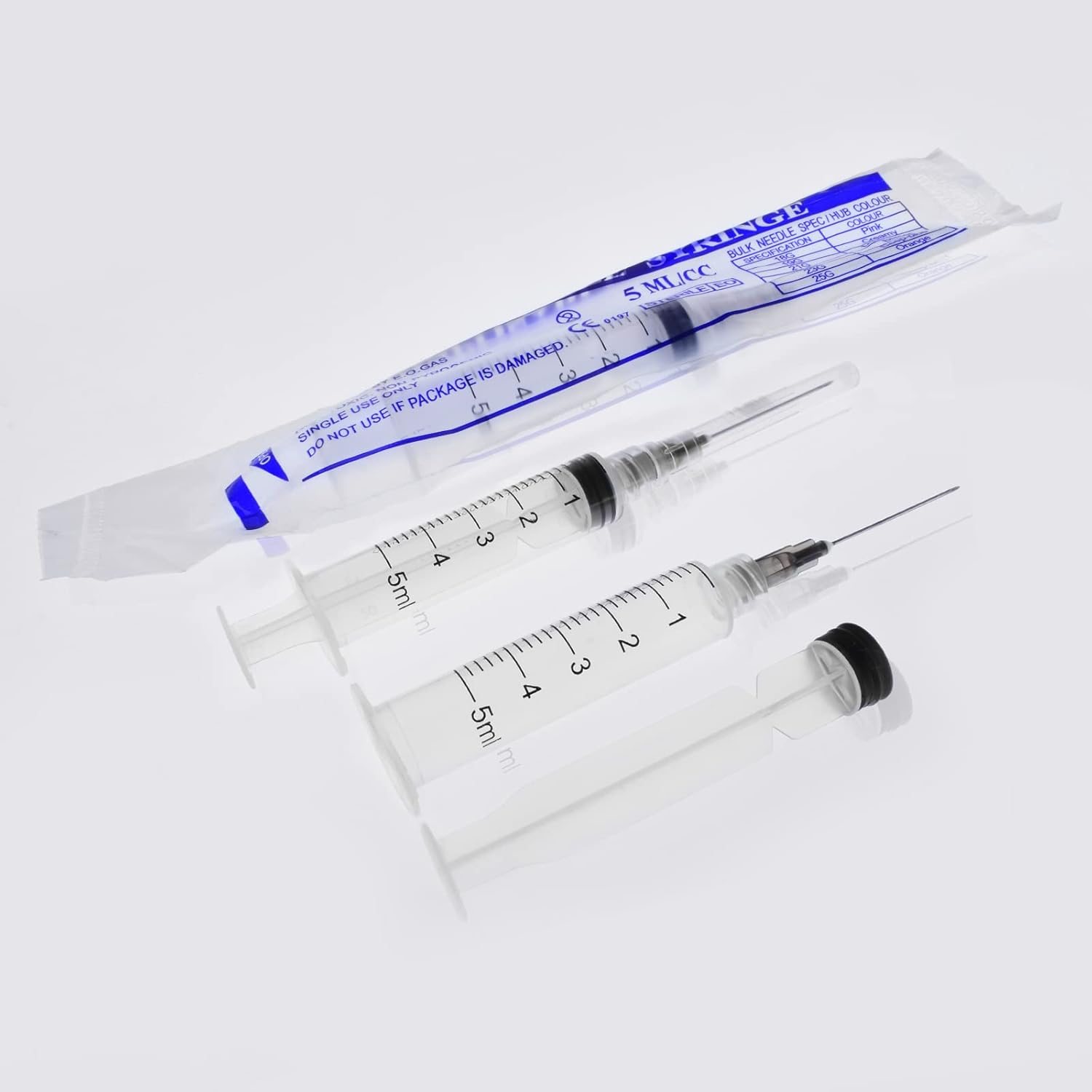 Jeringa de 0.2 fl oz con 0.78 oz 1 pulgada, desechable envuelta individualmente, paquete de 20