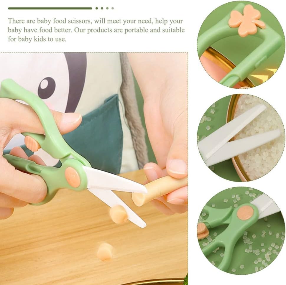 Housoutil 1 juego de tijeras de comida para bebés, tijeras de seguridad con estuche de viaje, tijeras portátiles para alimentos para bebés,