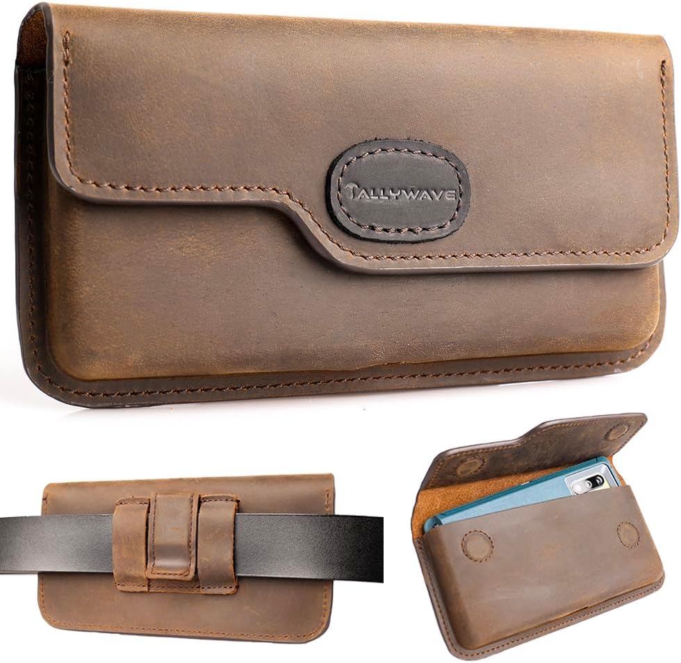 Funda de cuero para teléfono con clip para cinturón para Samsung Galaxy S23 Ultra, iPhone 14 Pro Max, bolsa de cuero para teléfono celular con