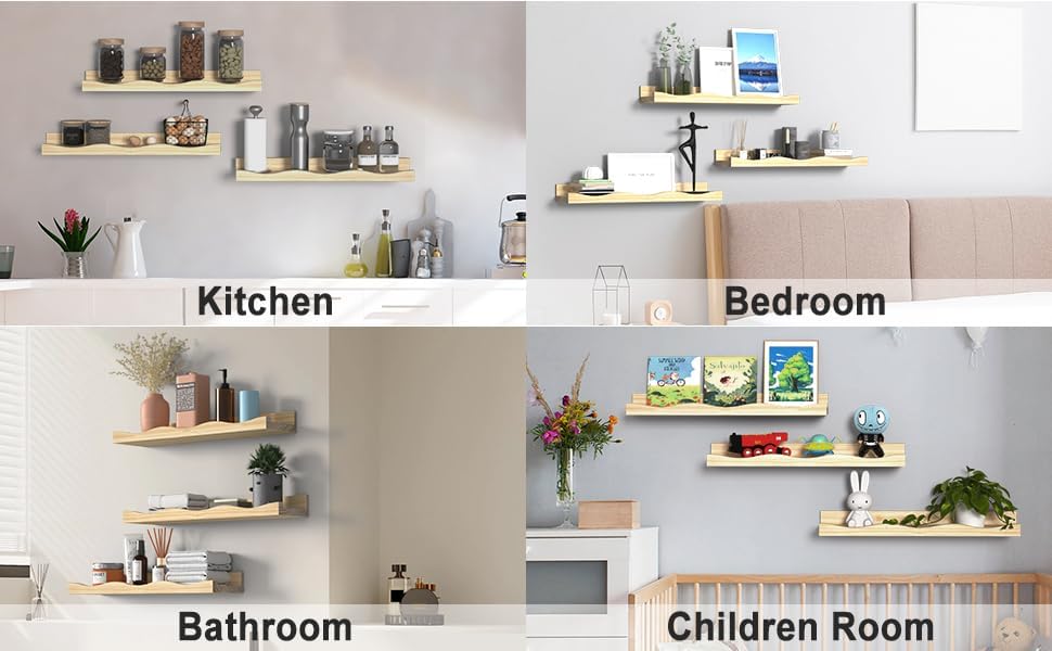 Estantes flotantes para decoración de pared, juego de 3 estantes para libros de guardería, estantes de baño, estante de pared de 16 pulgadas para