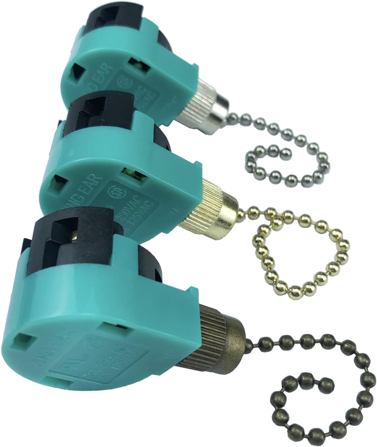 Paquete de 3 interruptores de ventilador de techo de 3 velocidades 4 cables Zing Ear ZE-268S6 interruptor de cadena compatible con interruptor de