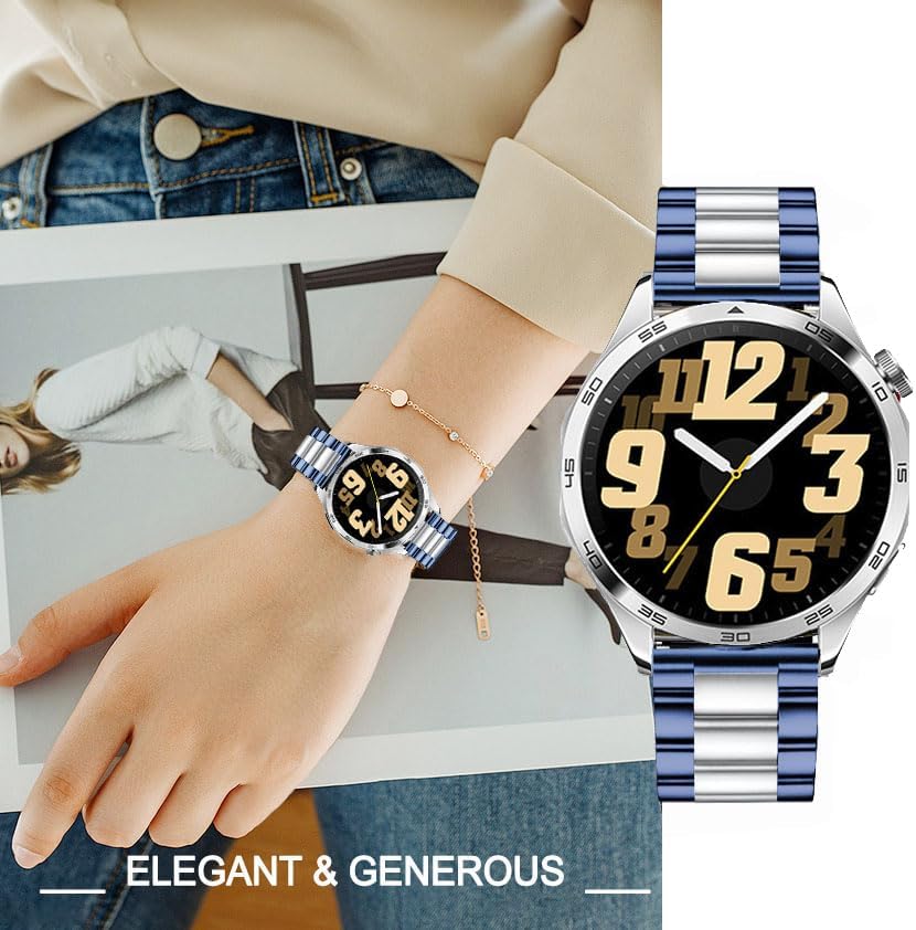 Correas compatibles con Samsung Galaxy Watch 3 de 1.772 pulgadas  Galaxy Watch de 1.812 pulgadas, correa de repuesto de metal de acero inoxidable