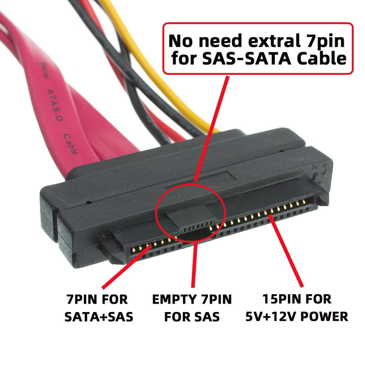 CY Cable SAS SFF-8482 SAS 29 Pin a 29Pin macho a hembra Extensión de disco duro Cable de Raid