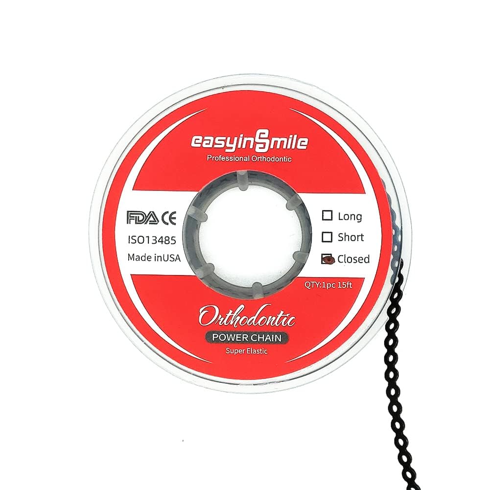 Ortodoncia dental ultra elástica de goma para cadenas de alimentación CortoLargoCierre (Cerrar, Negro)