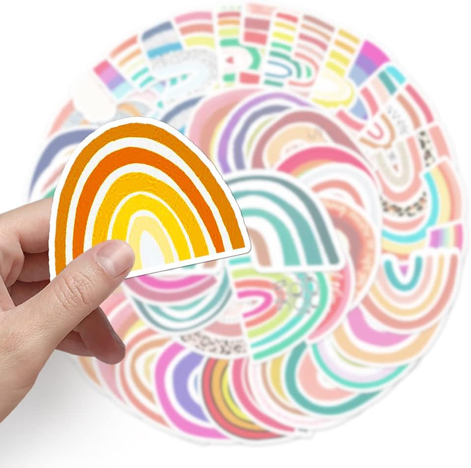 Calcomanías coloridas de arco iris para niñas, adolescentes, niños, calcomanías de vinilo impermeables de dibujos animados para frascos de laptop,