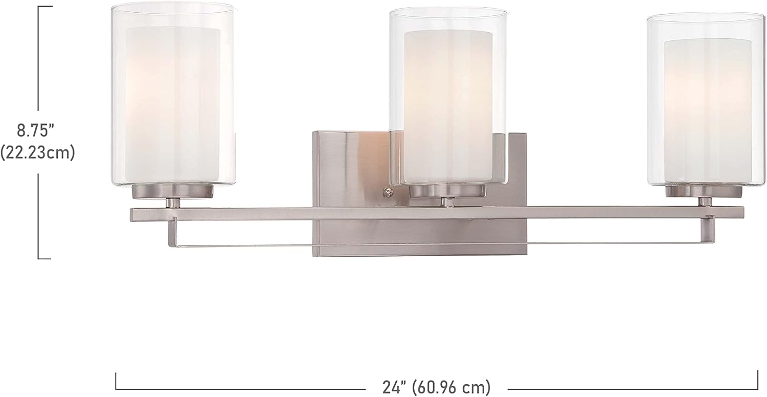 Minka Lavery Parsons 6103-84 – Lámpara de pared para baño, 3 luces, níquel