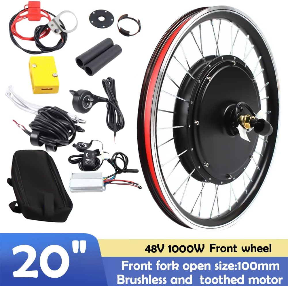 Kit de conversión de bicicleta eléctrica de 20 pulgadas, 48 V, 1000 W, rueda delanteratrasera, kit de conversión de bicicleta eléctrica con potente