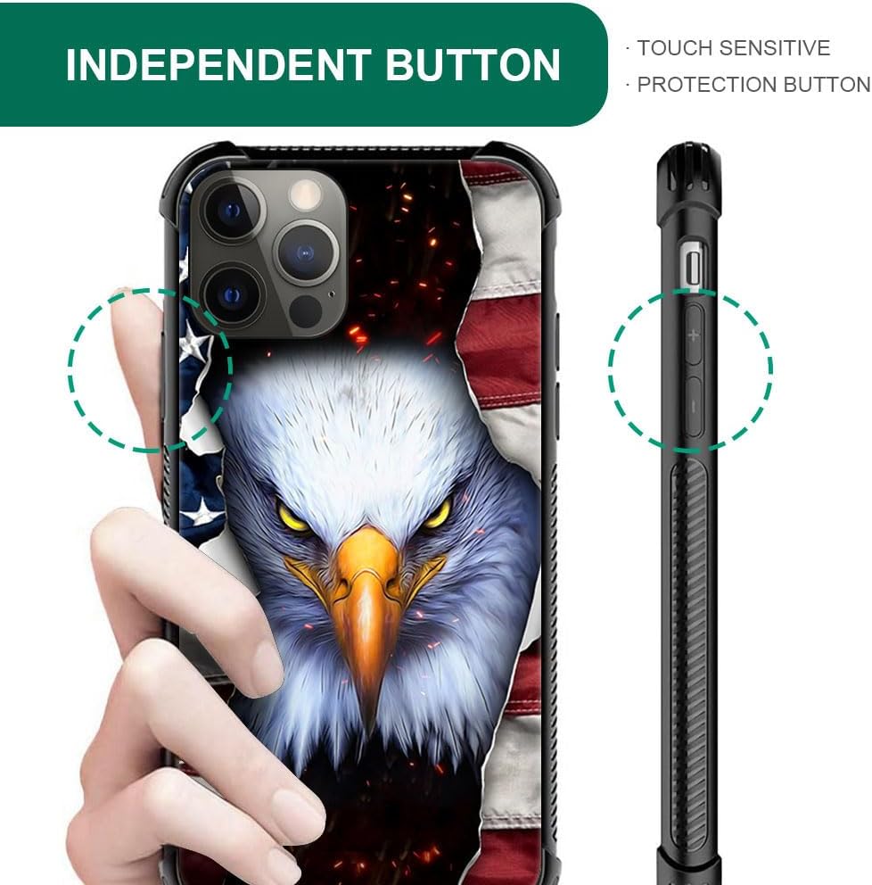 DJSOK Funda compatible con iPhone 14 Pro Max, funda protectora clásica de la bandera del águila americana para iPhone 14 Pro Max para hombres y