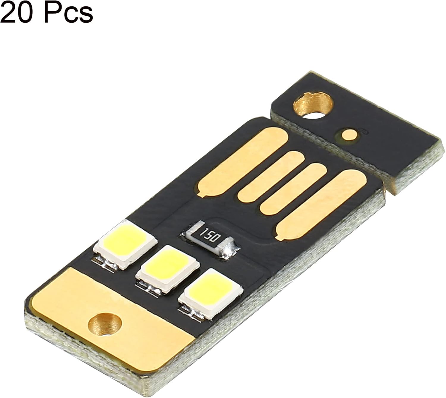 PATIKIL 6000-6500K Mini luz LED USB, paquete de 20 unidades de 0.5W luz nocturna portátil módulo de lámpara delgada para camping teclado portátil,