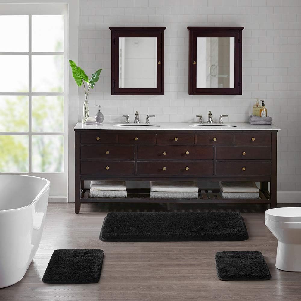 Suchtale – Alfombra peluda de microfibra suave para baño, antideslizante, absorbe el agua, lavable a máquina, alfombra de felpa gruesa para ducha