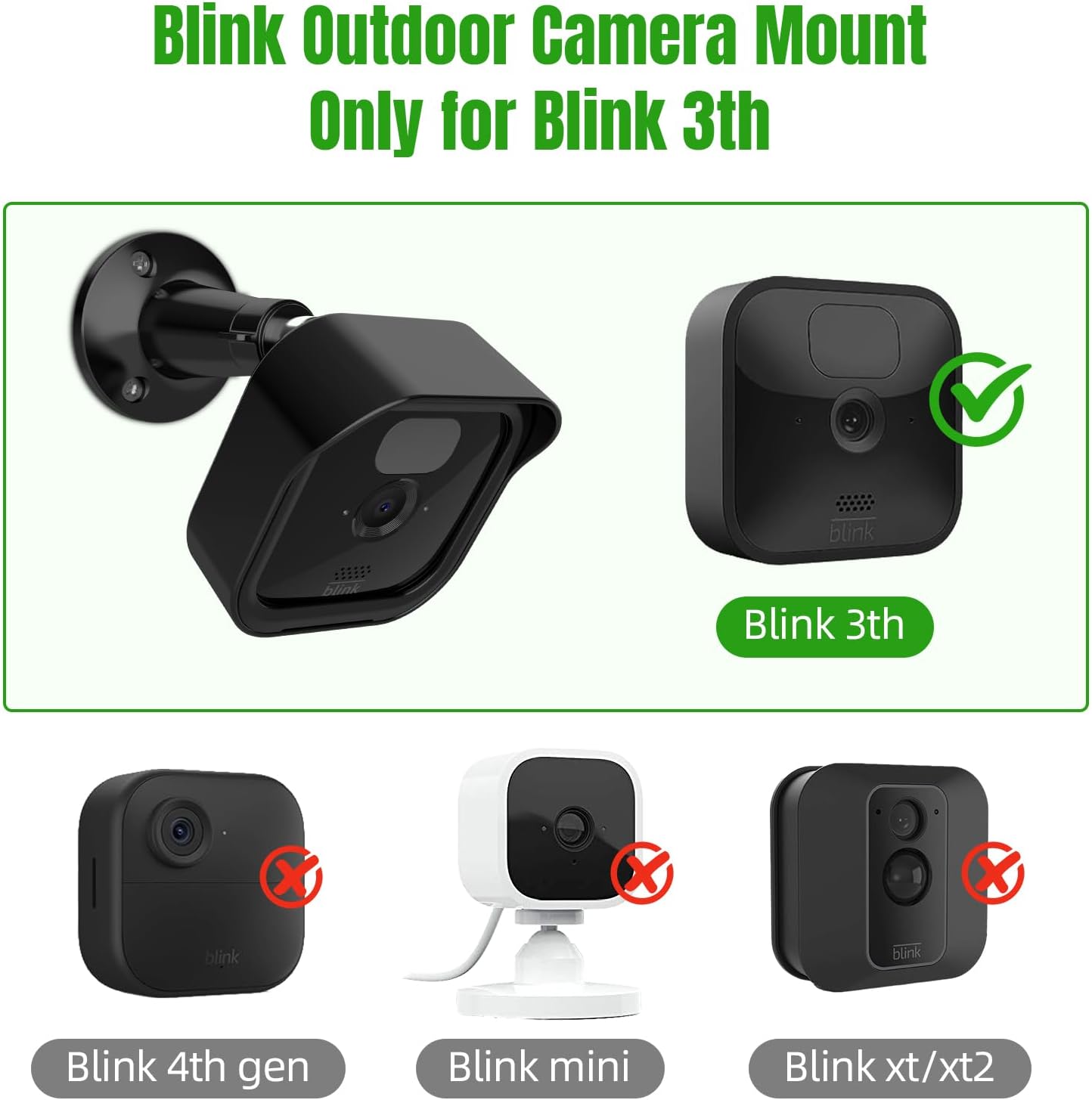 Paquete de 2 soportes de pared Blink para cámara Blink para exteriores e interiores, montaje ajustable de 360 y carcasa protectora a prueba de clima