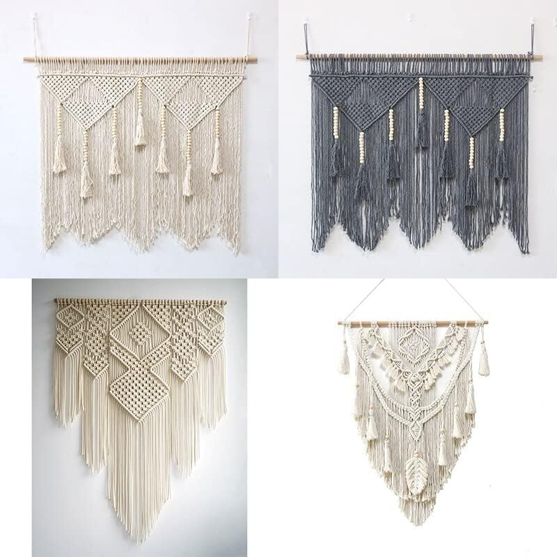 macramé grande para colgar en la pared, cuerda de algodón bohemio, tapiz bohemio para colgar en la pared, tejido a mano, decoración del hogar, color