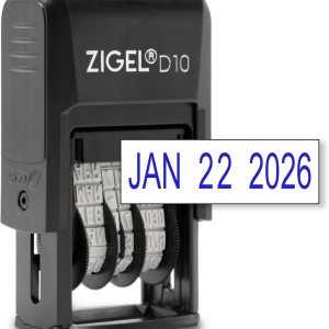 ZIGEL D10 Office Date Stamp – Sello de fecha autoentintado – Azul ZIGEL D10 Office Date Stamp – Sello de fecha autoentintado – Azul