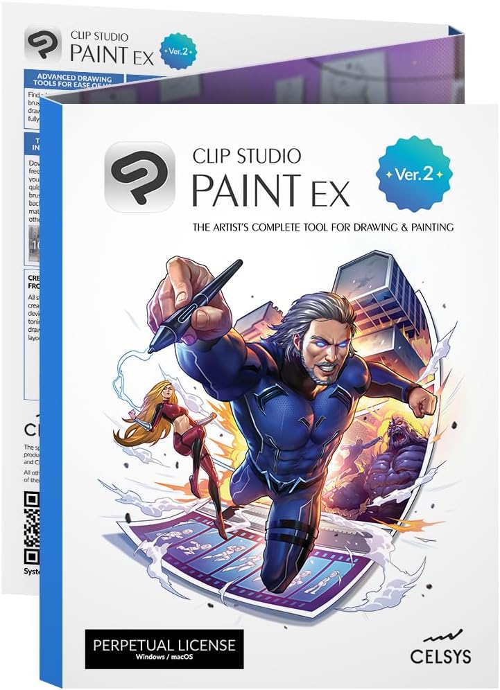 CLIP STUDIO PAINT EX – Version 2  Perpetual License  for Microsoft Windows and macOS