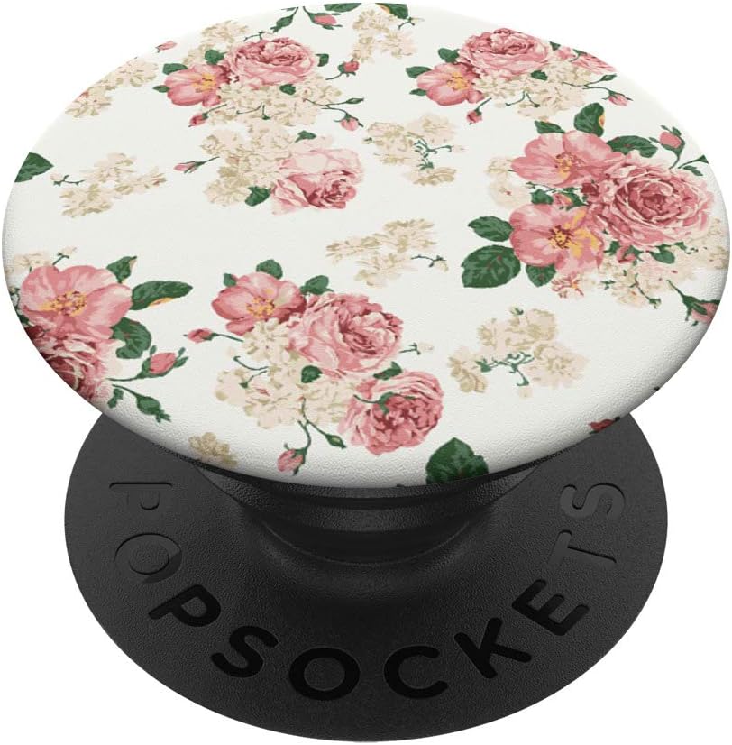 Bonitos diseños de rosas florales y flores para niñas  PopSockets agarre y soporte para teléfonos y tabletas, Negro