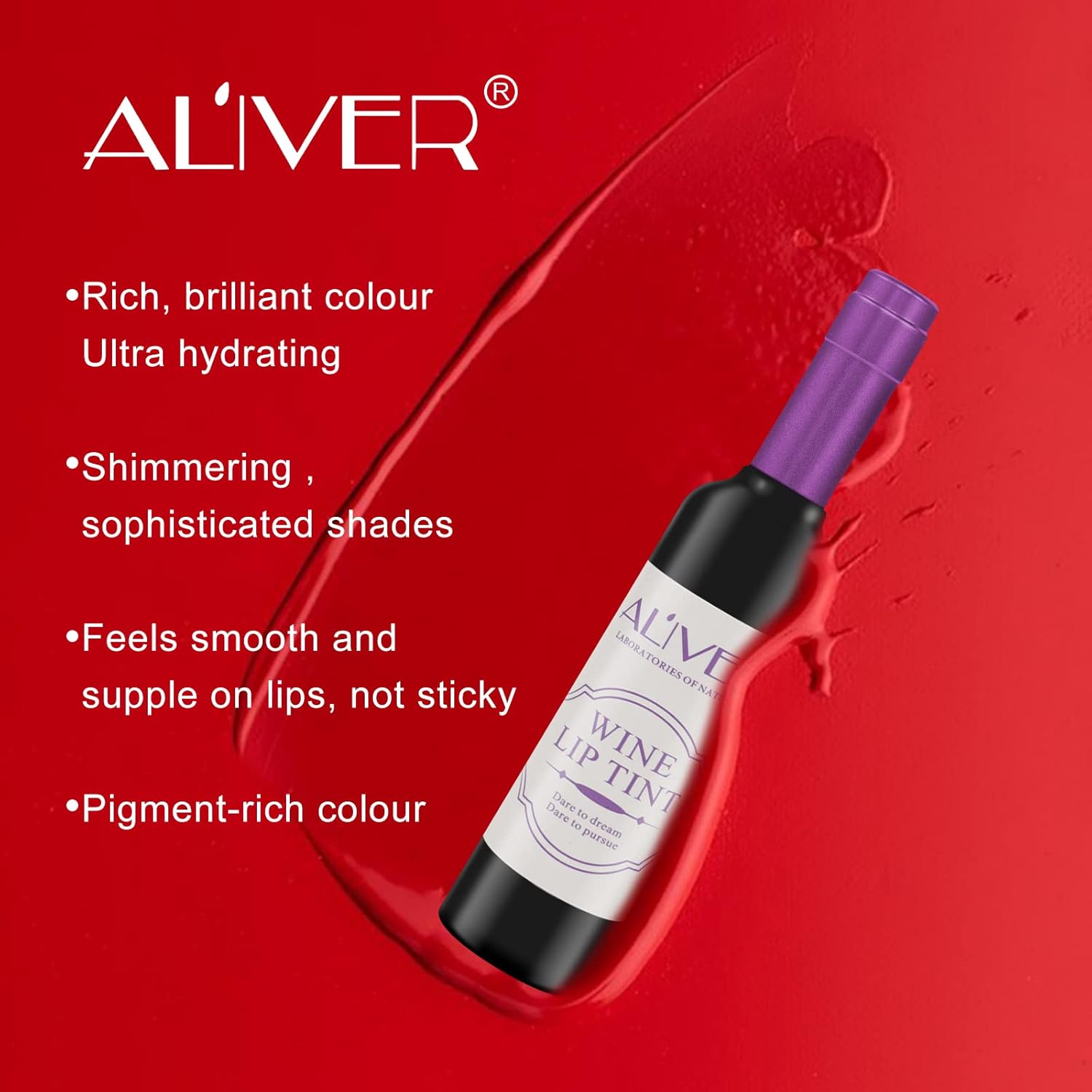 ALIVER Tinte de labios de vino, 6 coloresjuego, tinte labial impermeable de larga duración, brillo labial de copa antiadherente, claro