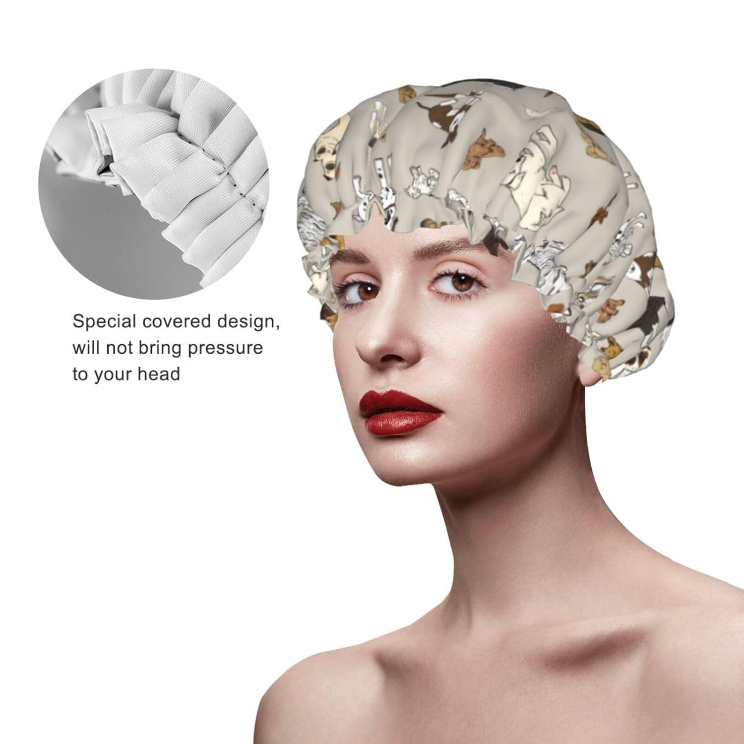 Dogs Shower Cap Reusable Waterproof,Shower Caps For Women With Double Hair Caps,Bathing Cap Hair Cap For Shower